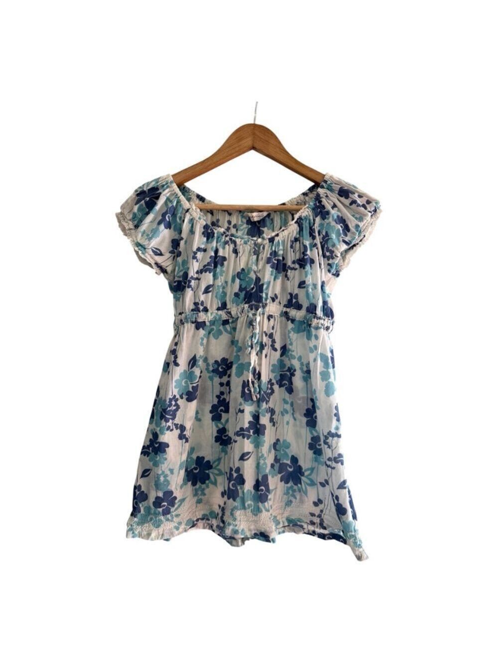 Aeropostale White Floral Babydoll Top Small Y2K Boho